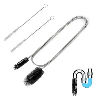 Rohrreinigungsbürstenset 2 m + 2 x 20 cm, flexibel, schwarz