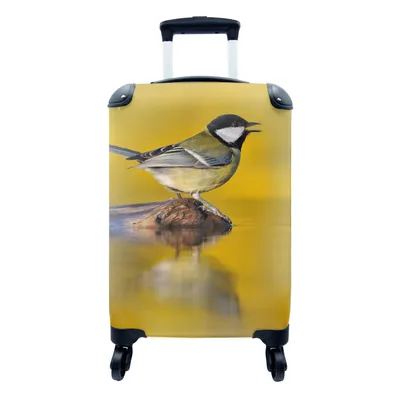 Produktbild von MuchoWow® Koffer Handgepäck Trolley Rollkoffer Kleine Reisekoffer mit 4 Rollen - Kohlmeise - Vogel - Wasser - Cabin Size < 55x40x23 cm & 55x40x20 cm - Fotokoffer - Kabinenkoffer - Boardgepäck - Reise-Box - Reisekoffer - Reisegepäck - Koffer mit Bild - Trolley für Kinder