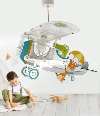 Image de Lustre et lampe suspension enfant avion Petit Crocodile