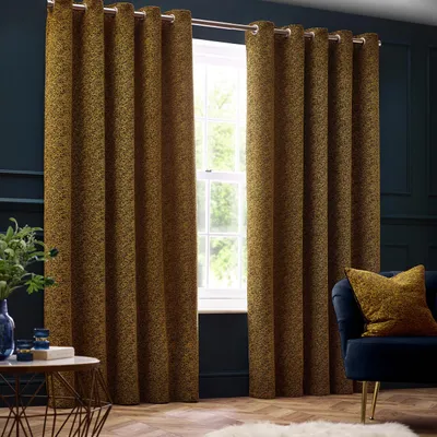 Chenille-Vorhang mit Ringen, Gold, 229x137 cm, Paar