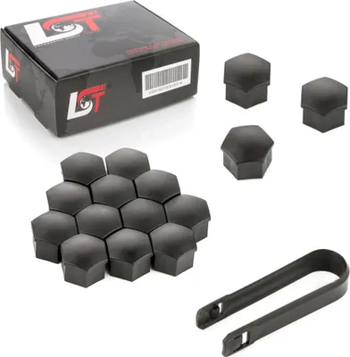Produktbild von 15x Radschrauben Kappen 17mm Mattschwarz für KIA HYUNDAI DAEWOO DAIHATSU HYUNDAI