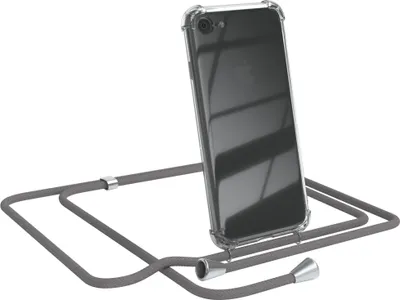Produktbild von EAZY CASE Handykette kompatibel mit Apple iPhone SE 2020/2022, iPhone 7 / 8, Handyhülle mit Umhängeband, Handykordel, Schutzhülle Clear, Band in Grau