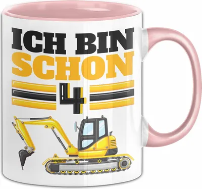 Produktbild von 4. Geburtstag Geschenk Tasse Becher Jungs Bagger Ich Bin Schon 4 (Rosa)