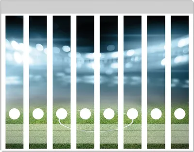 Produktbild von Wallario Ordnerrücken Sticker, selbstklebend für schmale Ordner, 8 Stück, Motiv Fußball Stadion Mittellinie II