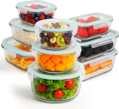 Produktbild von Set von 9 Glasbehältern - BPA-frei - vielseitig einsetzbar