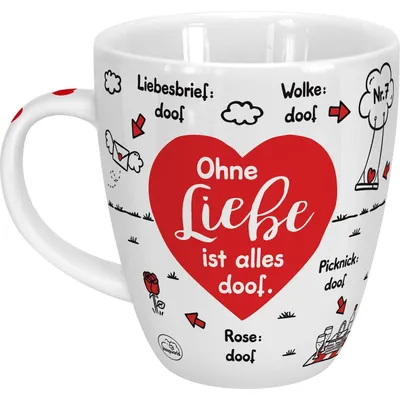 Immagine prodotto di Sheepworld 46506 Tazza «Senza amore tutto è stupido», cuore, porcellana, 45 cl, rosso, tazza da regalo