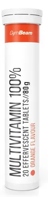 Produktbild von GymBeam - Multivitamin 100 % Brausetabletten, 20 Tabletten, Orange