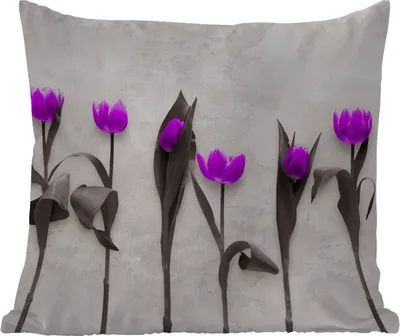 Produktbild von MuchoWow® Outdoor Kissen - Blumen - Tulpen - Lila - 40x40 cm - Wetterfest - Lounge Kissen - Kopfkissen - Interieur - Polster mit Bild
