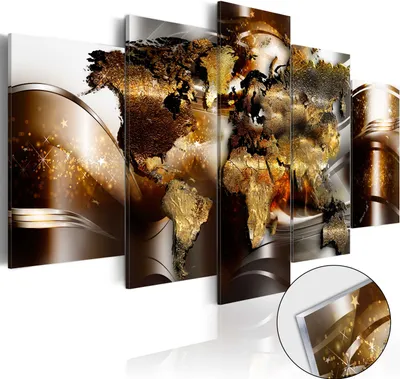 Image de Nouveauté  Tableau moderne en verre acrylique Wanbild k-A-0017-k-n (200x100) - 5 pièces Tableaux Photo Décoration murale Tableaux Impression artistique CARTE DU MONDE