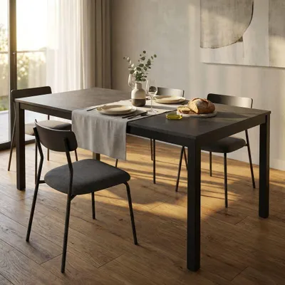 Immagine prodotto di Milani Home - tavolo da pranzo allungabile 140-200 x 80 x 77 cm, antracite, legno e metallo