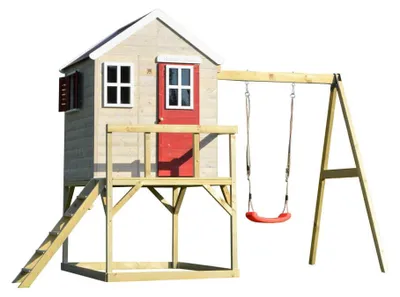 Produktbild von Wendi Toys Holz Stelzenhaus Zebra mit Schaukel Natur 192x350x242 cm