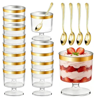 Productafbeelding van Solidchoice - Set van 50 Herbruikbare Dessertbekers met Lepels
