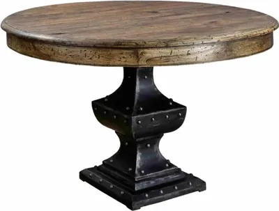 Runder Landhausstil Massivholz Esstisch Küchentisch Braun Schwarz Round Country Style Solid Wood Dining Table Kitchen Table Brown Black