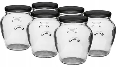 Produktbild von Amfora-Glas 580 ml (Ø 82 mm) mit schwarzem Twist-Off-Deckel, 6 Stück