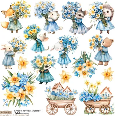 Produktbild von AUFKLEBER ScrapLove Dekor Stickers -  Spring Flower Animals 1