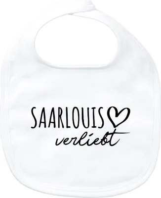 Produktbild von Huuraa Baby Lätzchen Saarlouis verliebt White Klettverschluss  Baumwolle Latz Geschenkidee