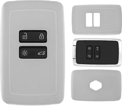 Produktbild von Auto Schlüssel Kunststoff Hülle ABS Plastik Schutz Cover Weiß kompatibel mit Renault Megane Kadjar Clio Captur KEYLESS SMARTKEY CARD