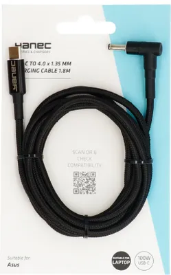 Produktbild von Yanec USB-C auf 4,0 x 1,35 mm Ladekabel 1,8 m