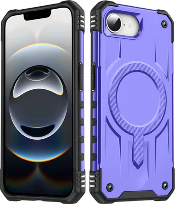 Produktbild von Magnetisch Hülle für iPhone 16e/iPhone 17e, Dual Layer PC TPU Stoßfest Handyhülle Lila