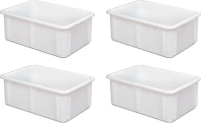 Produktbild von 4x 40 Liter Lebensmittelbehälter, weiß, PE-HD, LxBxH 600 x 400 x 215 mm