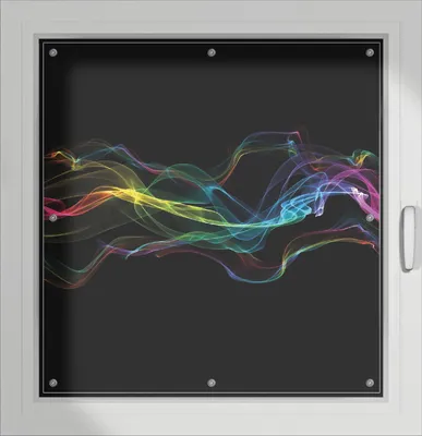 Produktbild von Wallario Lichtschutzbild, Dekorativer Sichtschutz Sonnenschutz 96 x 100 cm mit Motiv: Bunter Rauch vor schwarzem Hintergrund - Verdunklung ohne Bohren
