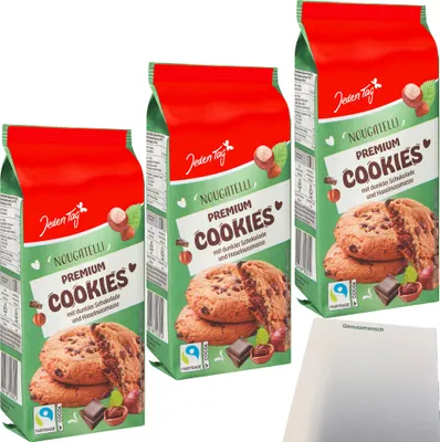 Produktbild von Jeden Tag Cookies Nougatelli 3er Pack (3x200g Packung) + usy Block