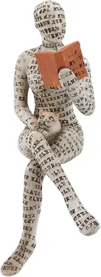 Image de Statue abstraite en toile, 19 x 7 x 10 cm, décoration peinte à la main pour bibliothèque, bureau, artisanat, objets décoratifs