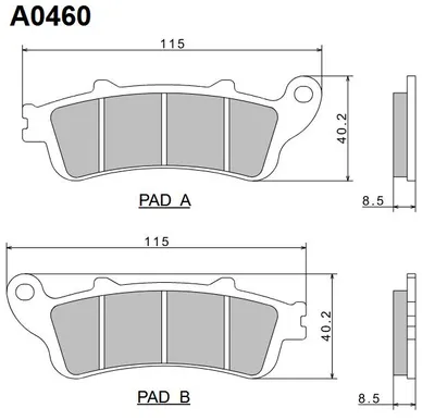 Immagine prodotto di NISSIN 2024/10 KH261 / KH281, pastiglie freno semimetalliche premium (8,5 mm) (ECE R90) (prodotte in Giappone) (2P-250NS)