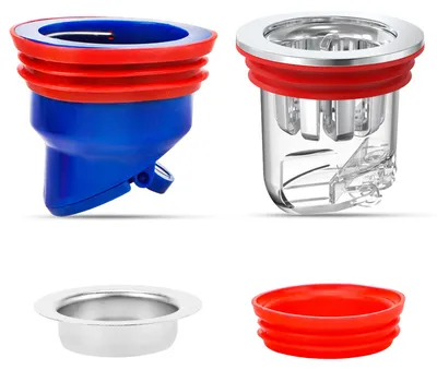 Image de Kit de vidange de douche, 5 pièces, siphon anti-odeurs pour douches, bouchon de douche 33–52 mm, siphon anti-odeurs pour évacuations, empêche les fuites dans les évacuations de cave, dispositif anti-refoulement, kit d'évacuation, pour la cuisine et la cave