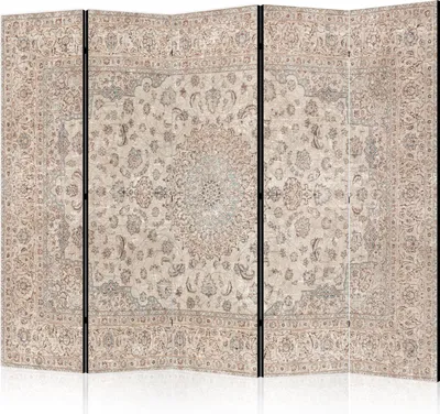 Produktbild von 5-teiliger Doppelseitiger Vlies Paravent - Desert Nights - Ornamented Persian Carpet in Muted Colors 225x172 cm Muster n-C-10044-z-b