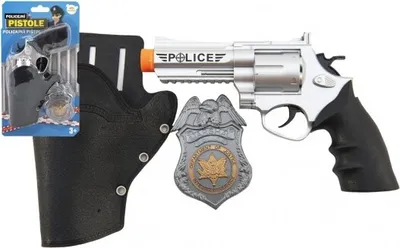 Image de Pistolet de police 20 cm dans un étui avec badge en plastique