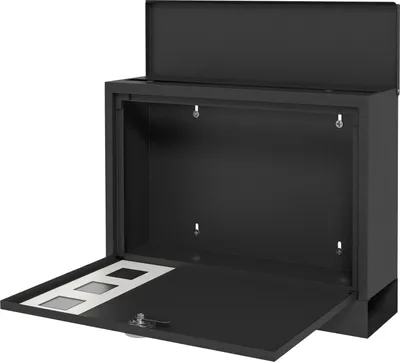 Zdjęcie produktu dla Czarna Skrzynka Pocztowa Z Przegródką Na Gazety, Metalowa, Okienko, 2 Klucze, Wodoodporna, 36,5X11,5X29Cm