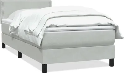 Image de Sommier à lattes de lit et matelas gris clair 90x220 cm velours