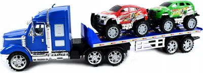 Produktbild von Großer LKW Autotransporter mit Autos - Spielzeug Lastwagen Set für kleine Fahrer