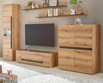 Produktbild von Wohnwand "Center" in Evoke Eiche und grau Wohnkombination Set 5-teilig 350 cm
