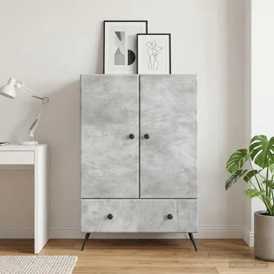 Image de Buffet vidaXL gris béton 66 x 34,5 x 95 cm en aggloméré