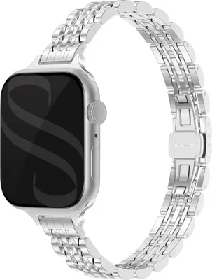Produktbild von Selencia Jubilee inspiriertes schmales Edelstahlarmband für Watch Series 1 t/m 9 / SE (38/40/41 mm) | Series 10 / 11 (42 mm) - Silber