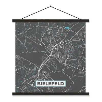 Produktbild von MuchoWow® Textilposter Stadtplan - Bielefeld - Deutschland - Karte 120x120 cm mit schwarzem Rahmen - Aufhängungsset
