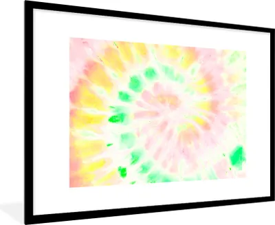 Produktbild von MuchoWow® Gerahmtes Poster Sommer - Krawattenfärbung - Grün 90x60 cm - Poster mit Schwarzem Bilderrahmen Wandposter Rahmen Foto Bilder - Wanddekoration - Fotos