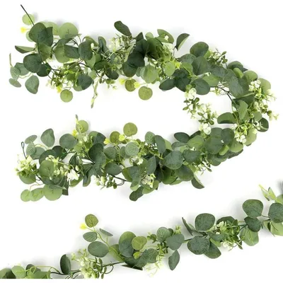 Image de Guirlande artificielle en eucalyptus, 2 pièces, 1,8 mètre, couleur verte, pour décoration suspendue