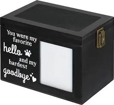 Immagine prodotto di Urna con lista fotografica nera - Urna per animali domestici 2,8 L in MDF - Ricordo per cani, gatti e altri animali