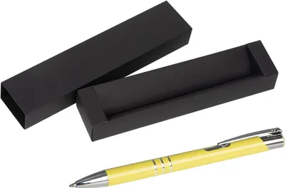 Produktbild von Kugelschreiber aus Metall / mit Pappetui / Farbe: pastell gelb