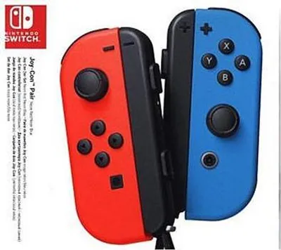 A pair of red and blue Nintendo Switch Joy-Con controllers.