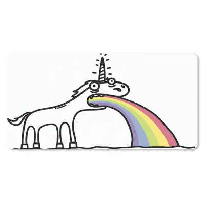 Produktbild von MuchoWow® Mauspad Mousepad Eine Illustration eines Einhorns, das einen Regenbogen ausspuckt - Mädchen - Kinder - Kind 27x18 cm - Mousepads - Maus Mat - Pad - Mausunterlage - Büroartikel - Desk Matten
