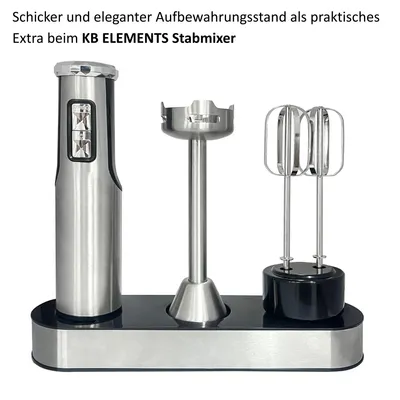 Produktbild von KB ELEMENTS Stabmixer, 800 Watt Voll Kupfer Motor, LED Display, 8 stufenlose Geschwindigkeiten, Titan Klingen, Edelstahl Gehäuse