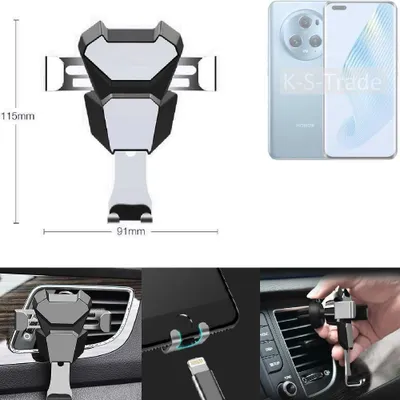 Produktbild von K-S-Trade Lüftungshalterung kompatibel mit Honor Magic5 kompakte Handy-Halterung Lüftungsschlitz Lüftungsgitter Autohalterung KFZ Auto-Halterung