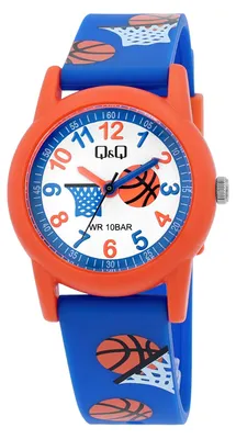 Produktbild von Q&Q Kinder Armbanduhr Kinderuhr, Silikonarmband, Basketball, 10 ATM, Lernuhr