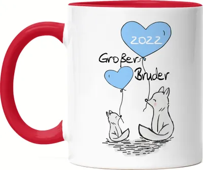 Produktbild von Großer Bruder 2022 Tasse Rot Ankündigung Schwangerschaft Brüder Kinder Babynews Süßes Motiv