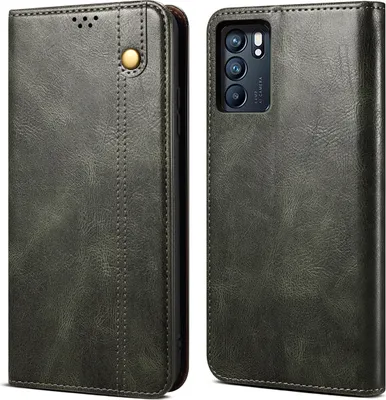 Produktbild von OPPO Reno6 5G Hülle, Leder Flip Brieftasche Schutzhülle für OPPO Reno6 5G Grün