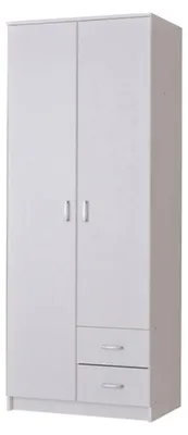 Produktbild von Dmora Kleiderschrank 2 Türen Cimena 80x205h cm Weiß, Garderobe 2 Schubladen